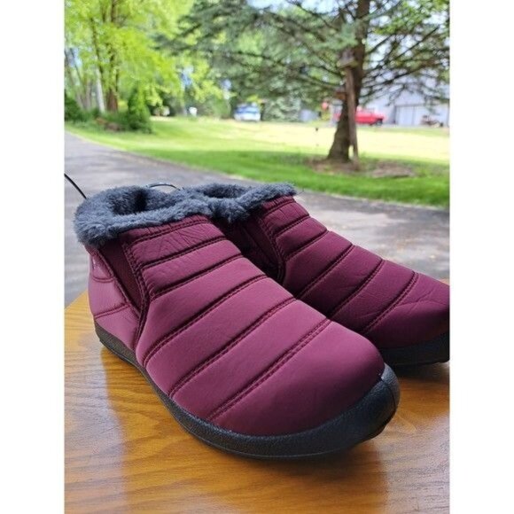 Gracosy Warm Snow Boots, Winter Warm Ankle Boots Maroon 10.5 - Picture 1 of 6